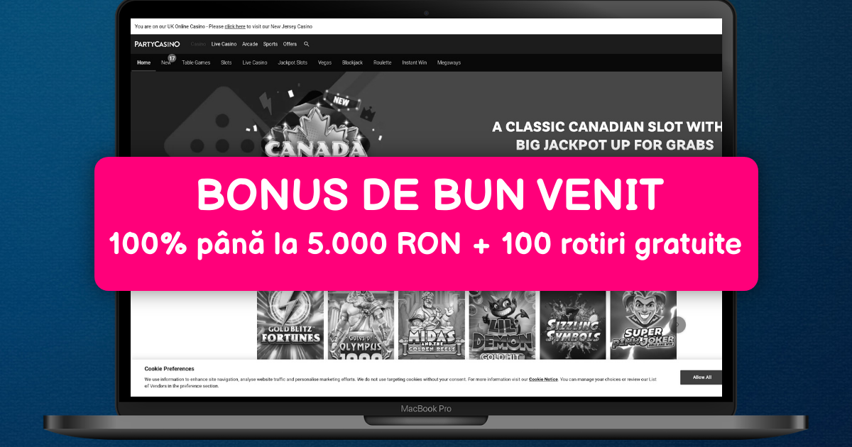 Party Casino România: Sloturi online top cu bonusuri mari